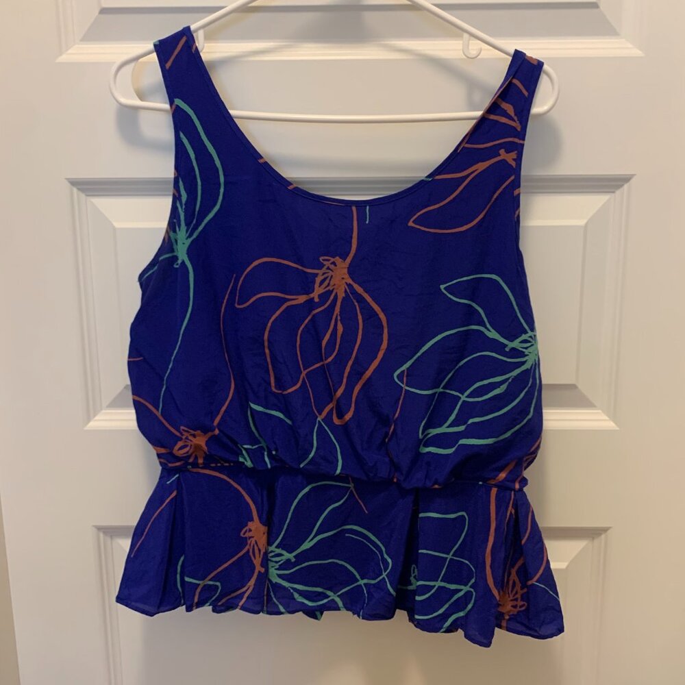 Anthropologie Sariah Silk Peplum Floral Top Size 10